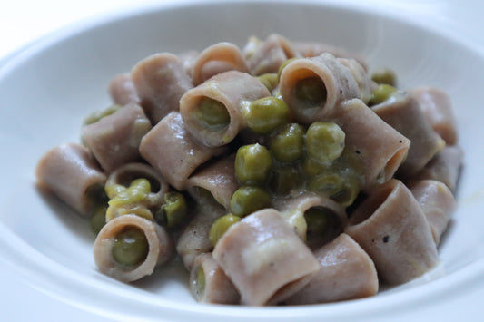 Pecorino, Peas and Lemon Einkorn Ditaloni